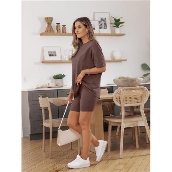 Womens 2 Piece Sets Summer Outfits 2025 Two Piece Lounge Set Matching Shirt - Picture 3 of 6